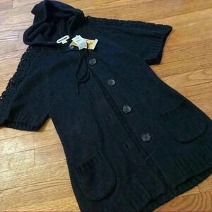 NWT Love By Design button down sweater black crochet chunky women M